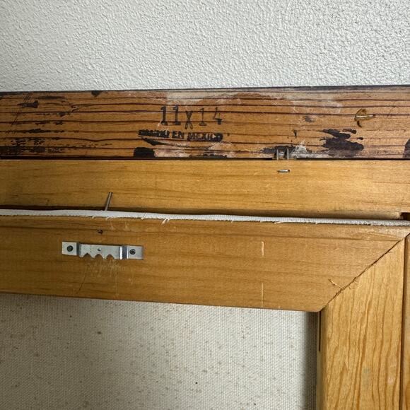 Vintage Original Painting Winter Pond Snow Scene 11 x 14 inch frame velvet mat - Picture 4 of 7